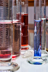 Test tubes and other recipients in chemistry lab