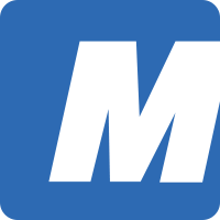 English: M in blue square (similar to seen on )